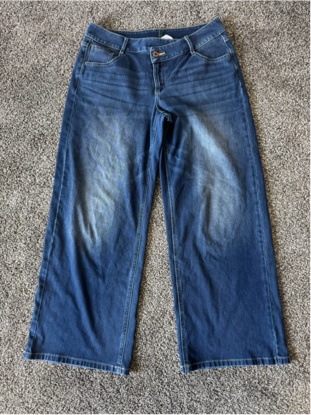 Halara Flex™ Asymmetric Low Rise Wide Leg Blue Jeans Size Medium - Picture 5 of 13